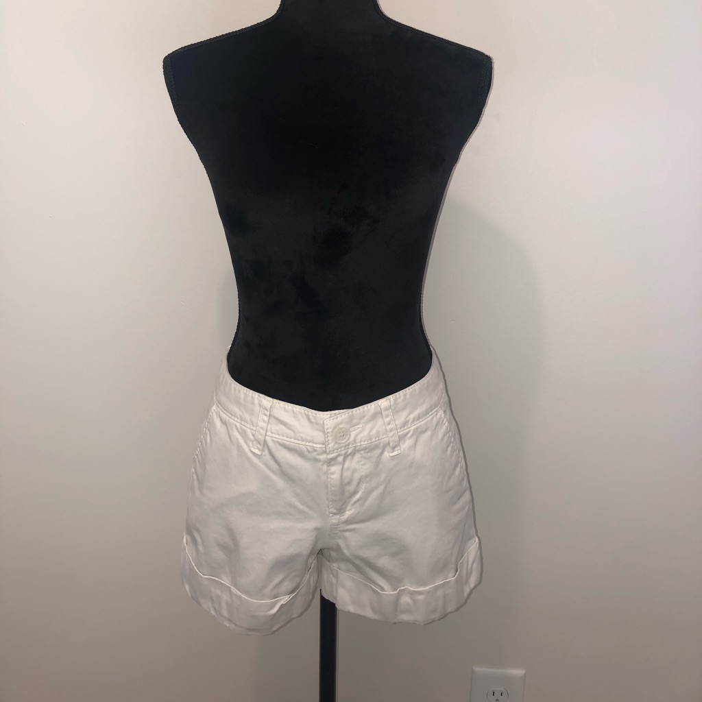 Cuffed White Shorts